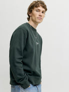 JACK & JONES Soho Sweatshirt Crew Neck in Scarab angled view on model