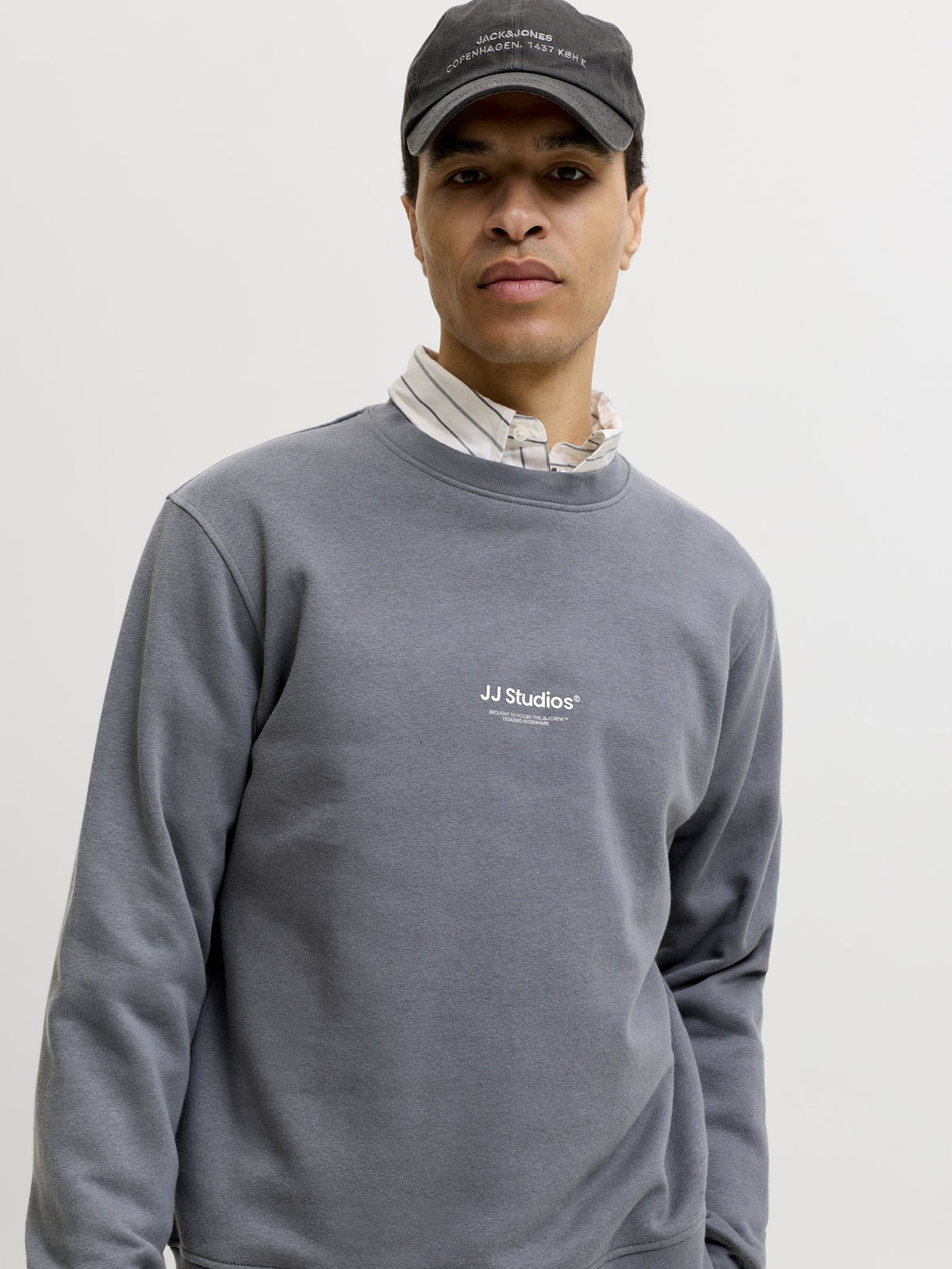 JACK & JONES Soho Sweatshirt Crew Neck in Turbulence angled view on model