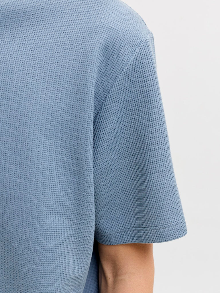 JACK & JONES Eaustin Tee Ss Blue Mirage short sleeve waffle texture detail
