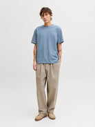 JACK & JONES Eaustin Short Sleeve Tee - Blue Mirage Blue Mirage model front view