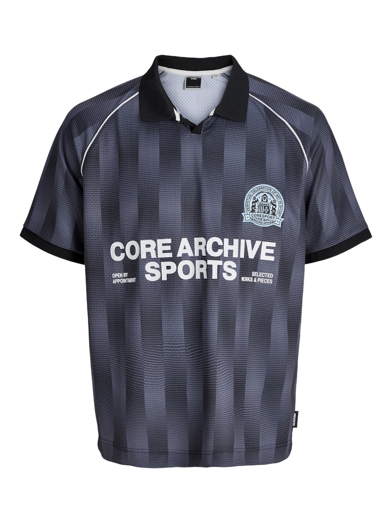 JACK JONES CORE Breeze Football Aop Mesh Tee-Black BLACK model front view