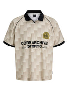 JACK JONES CORE Breeze Football Aop Mesh Tee-Sweet Corn Sweet Corn model front view