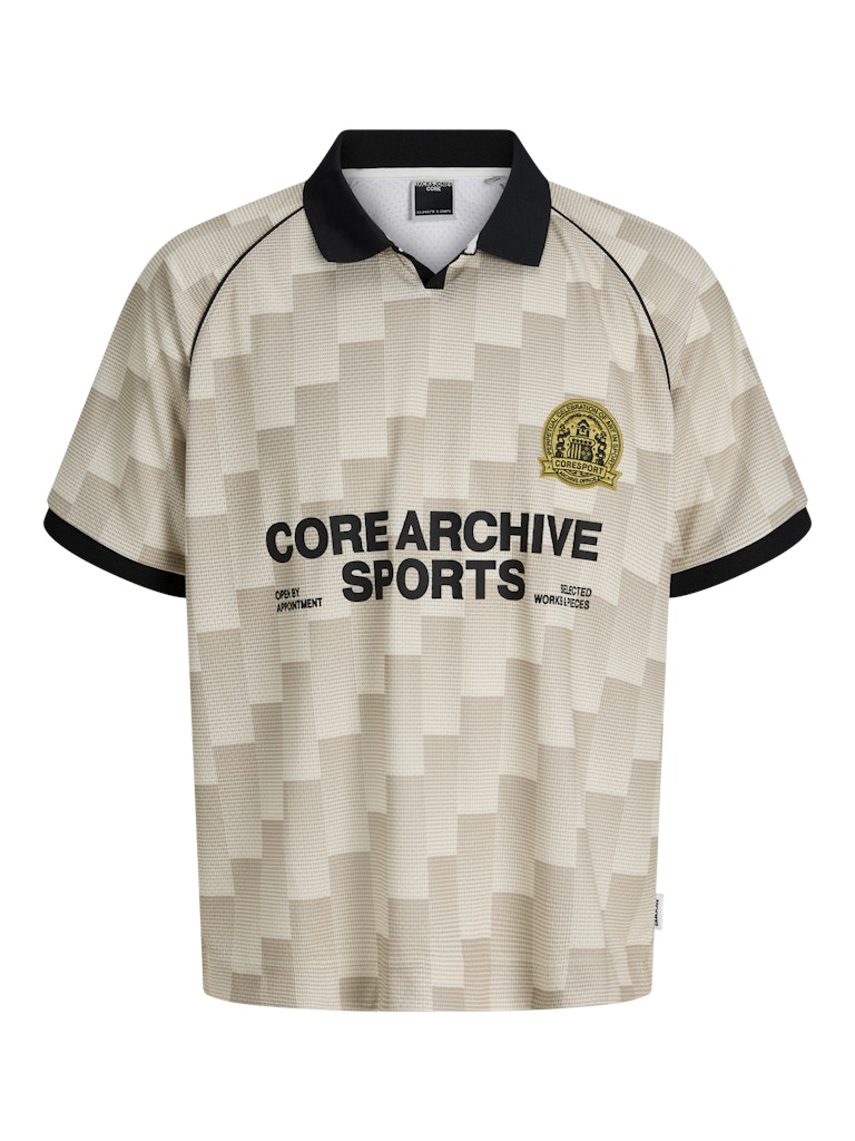 JACK JONES CORE Breeze Football Aop Mesh Tee-Sweet Corn Sweet Corn model front view