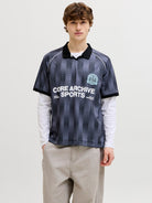 JACK JONES CORE Breeze Football Aop Mesh Tee-Black BLACK front view