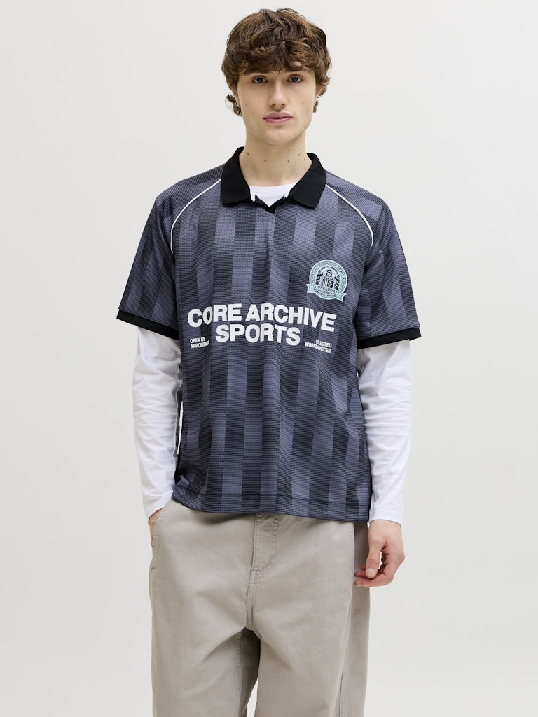 JACK JONES CORE Breeze Football Aop Mesh Tee-Black BLACK front view