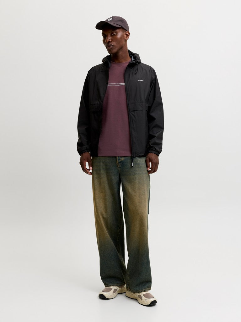 JACK & JONES Fusion Chest Brand Tee Crew in Fudge full length model view