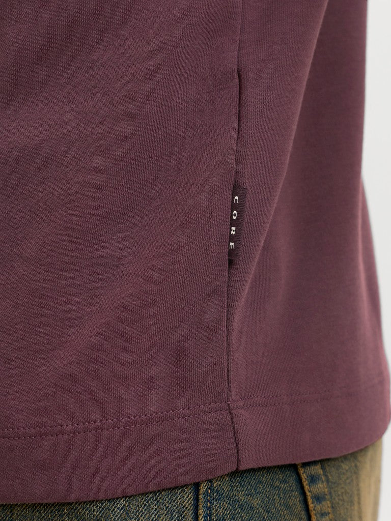 JACK & JONES Fusion Chest Brand Tee Crew in Fudge side brand tag