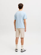 Jack Jones Youths Alliance Junior Boys Tee-Celestial Blue Celestial Blue model front view