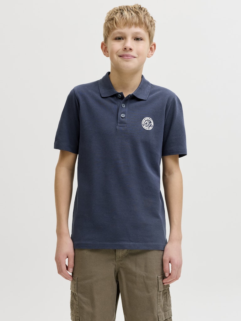 Jack Jones Youths Alliance Junior Boys Polo Navy Blazer front view with logo detail