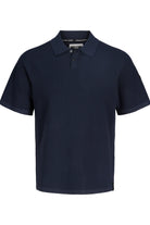 JACK JONES CORE Fusion Knit Badge Polo Shirt-Outer Space Outer Space front view