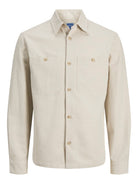 JACK JONES PREMIUM Rayle Linen Solid Long Sleeve Shirt-Moonstruck Moonstruck flat front view