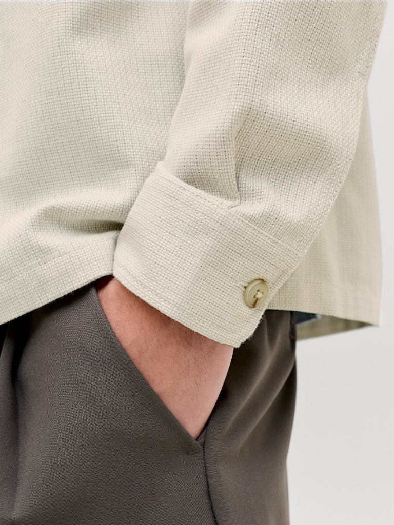 JACK JONES PREMIUM Rayle Linen Solid Long Sleeve Shirt-Moonstruck Moonstruck side view