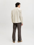 JACK JONES PREMIUM Rayle Linen Solid Long Sleeve Shirt-Moonstruck Moonstruck detail view