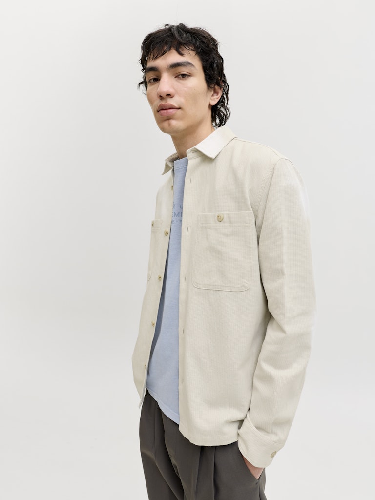 JACK JONES PREMIUM Rayle Linen Solid Ls Shirt Moonstruck men's front side view