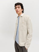 JACK JONES PREMIUM Rayle Linen Solid Long Sleeve Shirt-Moonstruck Moonstruck back view