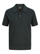 JACK & JONES Riley Knit Short Sleeve Polo in Scarab twist front view