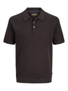 JACK & JONES Riley Knit Short Sleeve Polo in Ganache twist front view