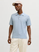 JACK JONES PREMIUM Riley Knit Short Sleeve Polo-Ashley Blue Ashley Blue front view