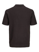 JACK & JONES Riley Knit Short Sleeve Polo in Ganache twist back view