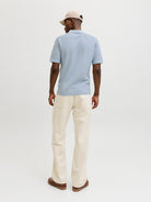 JACK JONES PREMIUM Riley Knit Short Sleeve Polo-Ashley Blue Ashley Blue back view