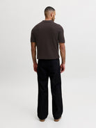 JACK & JONES Riley Knit Short Sleeve Polo in Ganache twist back model view