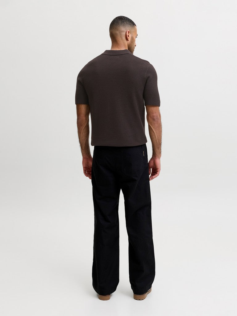 JACK & JONES Riley Knit Short Sleeve Polo in Ganache twist back model view