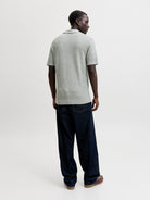 JACK & JONES Riley Knit Short Sleeve Polo in Laurel Wreath twist back model view