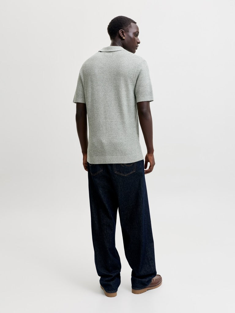JACK & JONES Riley Knit Short Sleeve Polo in Laurel Wreath twist back model view