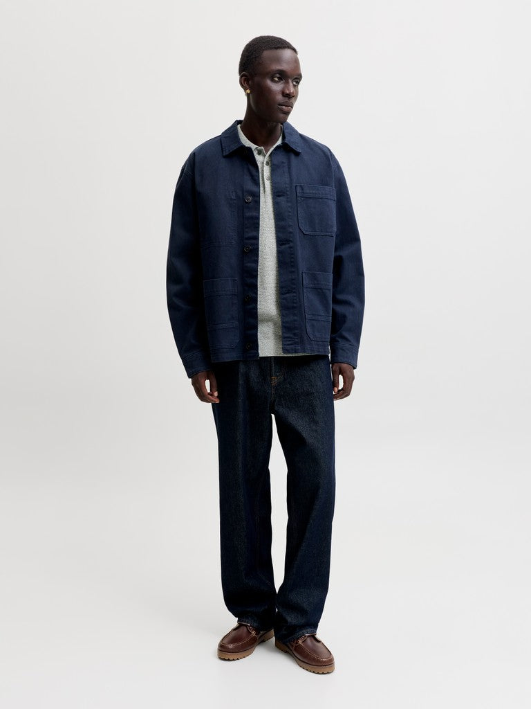 JACK & JONES Riley Knit Short Sleeve Polo in Laurel Wreath twist full length model view
