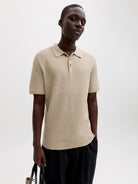 JACK JONES PREMIUM Riley Knit Short Sleeve Polo-Lemon Pepper Lemon Pepper detail view