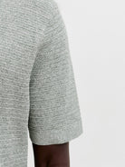 JACK & JONES Riley Knit Short Sleeve Polo in Laurel Wreath twist textured knit sleeve detail