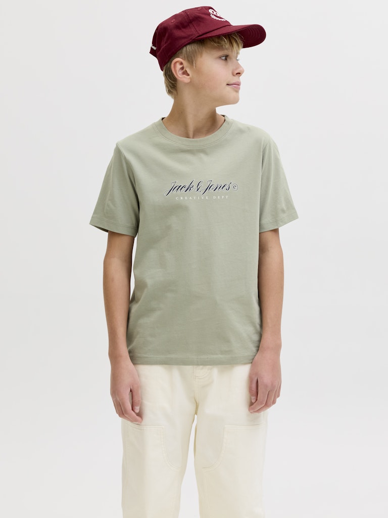 Jack Jones Youths Montauk Type Front Tee Cn Jnr Seagrass short sleeve front side view