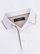 JACK JONES PREMIUM Ted short sleeve white polo Bright White model front view