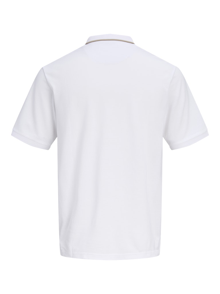 Jack & Jones Ted short sleeve Polo back view in bright white