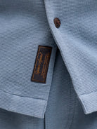 Waffle texture detail on Blue Mirage shirt
