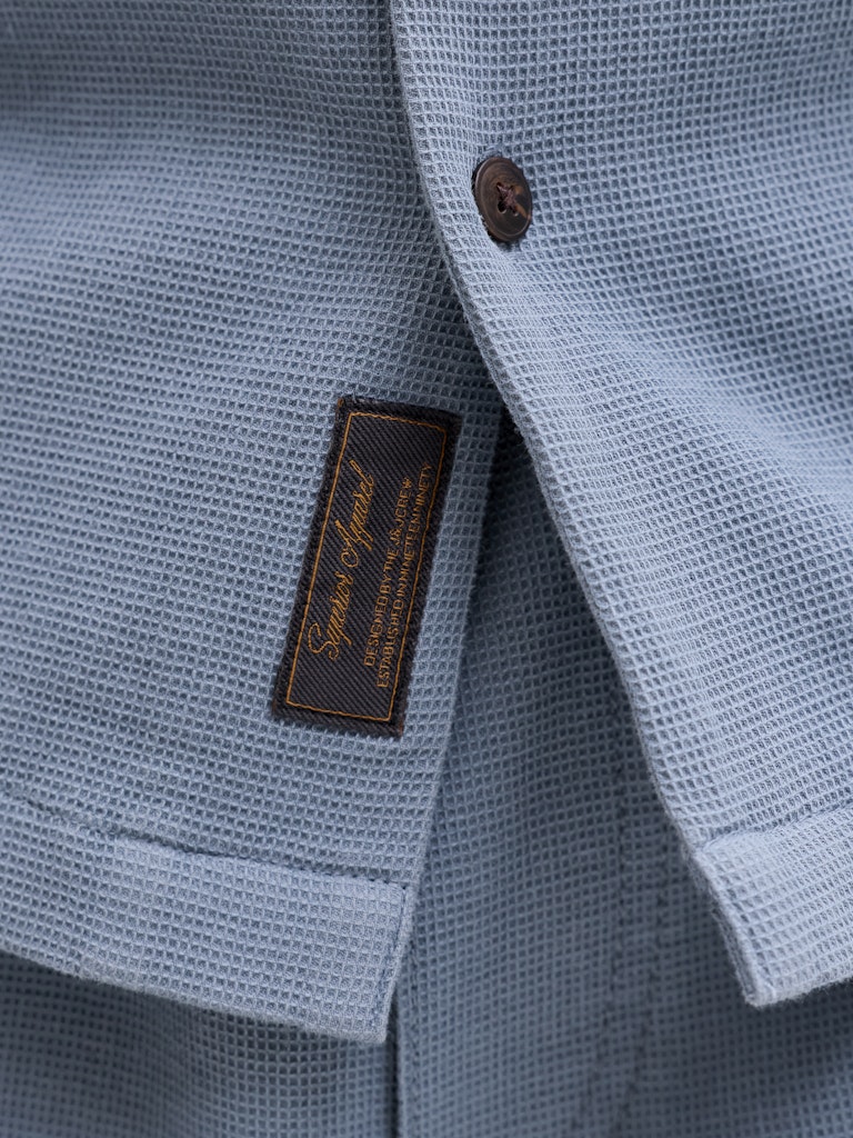 Waffle texture detail on Blue Mirage shirt