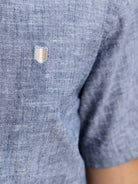 JACK JONES PREMIUM Summer Linen Shield Short Sleeve Faded Denim Shirt Faded Denim flat front view