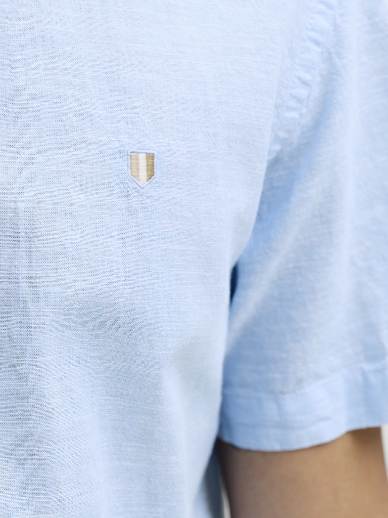 JACK JONES PREMIUM Summer Linen Shield Short Sleeve Dutch Canal Shirt Dutch Canal flat front view