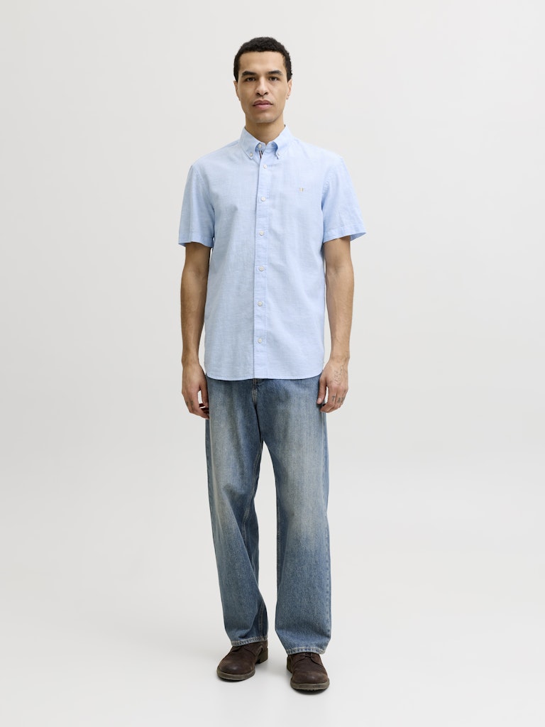 JACK JONES PREMIUM Summer Linen Shield Short Sleeve Dutch Canal Shirt Dutch Canal detail view