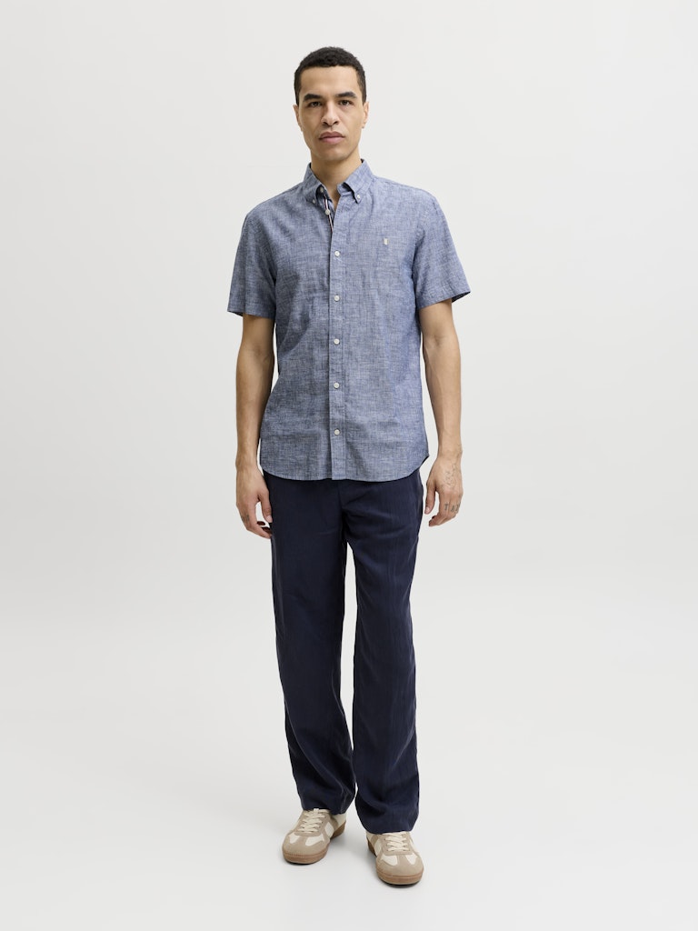 JACK JONES PREMIUM Summer Linen Shield Short Sleeve Faded Denim Shirt Faded Denim detail view