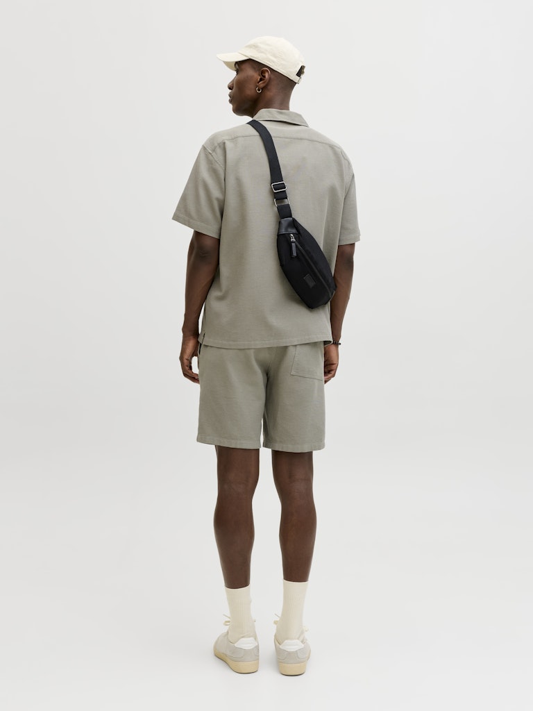JACK & JONES Jaiden Waffle Resort Short in Vetiver back model view