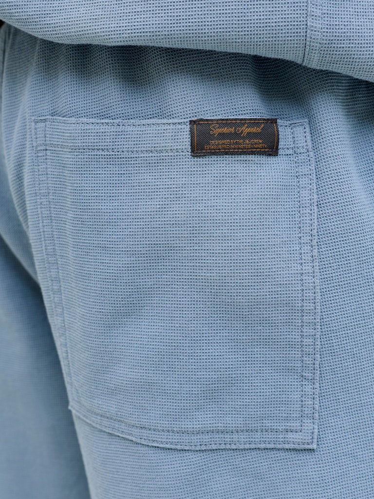 JACK & JONES Jaiden Waffle Resort Short in Blue Mirage back pocket detail
