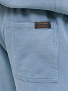 Jack & Jones Jaiden waffle resort shorts in blue mirage back pocket detail