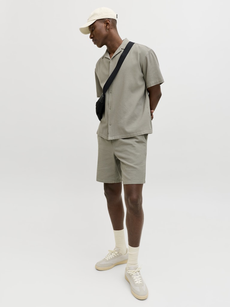 JACK & JONES Jaiden Waffle Resort Short in Vetiver angled model view