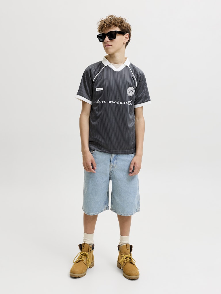 Jack Jones Youths Eterna Football Junior Boys Asphalt Polo Asphalt detail view