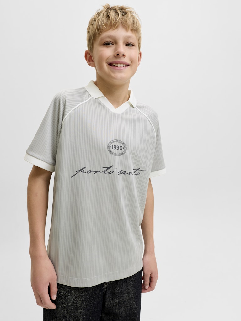 Jack Jones Youths Eterna Football Polo  in Vapor Blue front model view