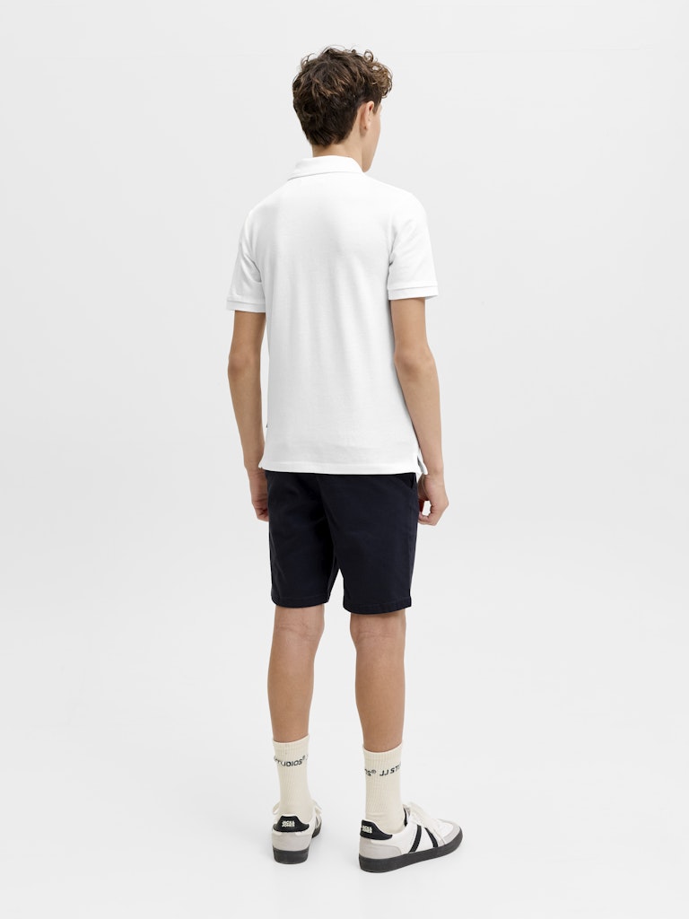 Jack Jones Youths Weston Short Sleeve Junior Polo in Bright White back model view