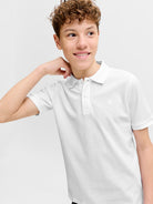 Jack Jones Youths Weston Short Sleeve Junior Bright White Polo Bright White detail view