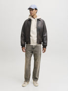 JACK & JONES Archive Graphic Sweat Hoodie in Moonbeam full length model view