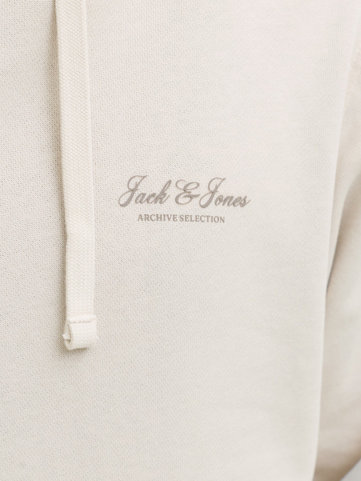 JACK & JONES Archive Graphic Sweat Hoodie in Moonbeam logo detail